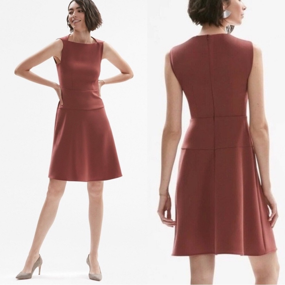 MM. Lafleur The Cindy 2.0 Stretch Twill Fit & Flare Dress in Brick Red